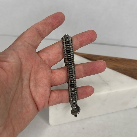 Gap beaded gunmetal gray and silver wrap bracelet - Picture 2 of 5